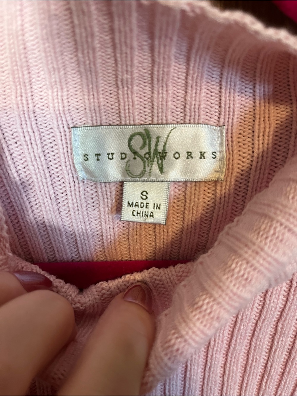 Studio Works Pink Ribbed Mock-Neck Sweater - Picture 2 of 3
